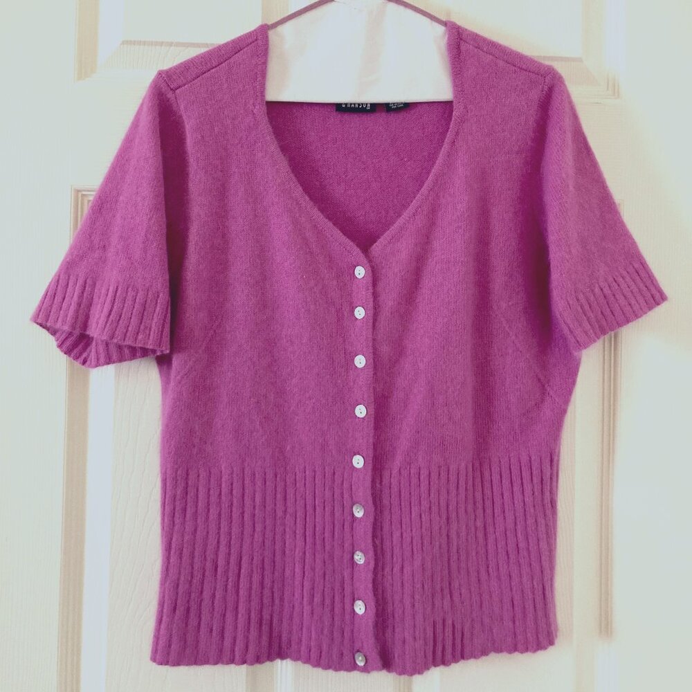 Excellent Condition, SZ L, Angora, Short Sleeve Sweater Top, Pink